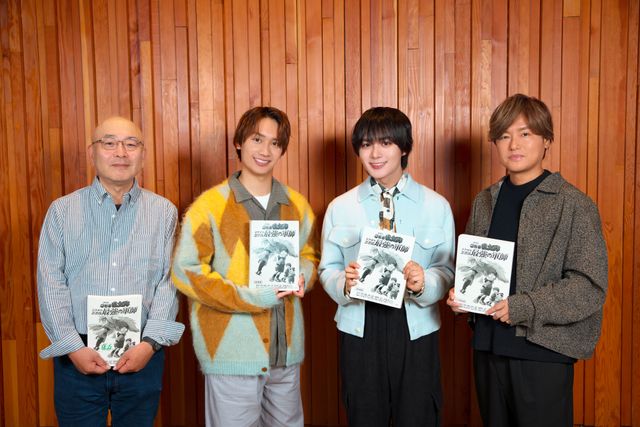 左から、藤森雅也監督、藤原丈一郎、大西流星、森久保祥太郎