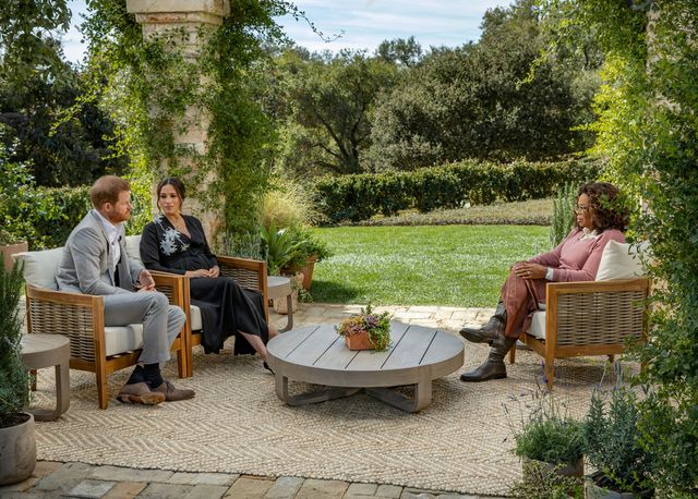 米CBSは、7日夜に放送した英ヘンリー王子の妻メーガン妃のインタビューについて、米国内の視聴者数が約1,710万人に上ったと8日に発表した。写真はインタビューの様子。提供写真