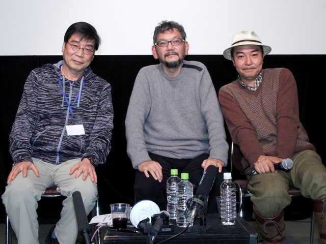 （左から）原一男、庵野秀明、平野勝之監督