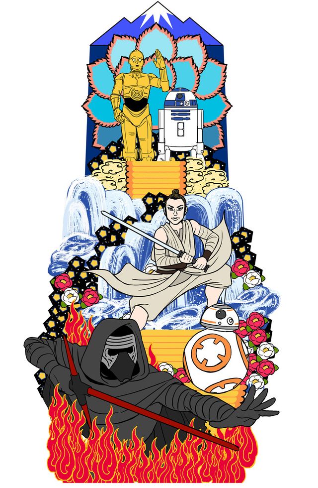 博多祇園山笠に登場する「スター・ウォーズ山笠」のデザイン