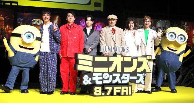 バッテリィズのエース(フィリップス役)と寺家(ハワード役)、千葉雄大(ドート役)、松平健(マックス役)、鈴木愛理(デビー役)、山寺宏一(グーミー役)