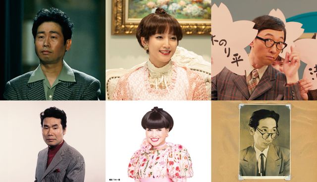 左から前野朋哉（渥美清役）、吉岡里帆（黒柳徹子役）、こがけん（三木のり平役）
