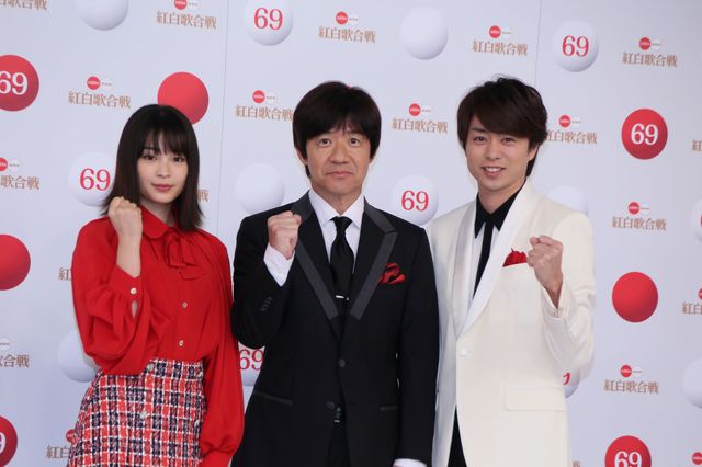 櫻井翔、さわやかなガッツポーズ「紅白歌合戦」司会者取材会