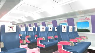 キティちゃん一色！「ハローキティ新幹線」車内イメージ画像