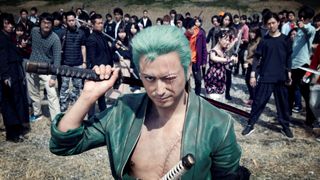 ワンピース実写CM「ゾロ　斬られ役」仕事の様子