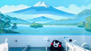 くまモン入浴シーンも！銭湯を楽しむ様子