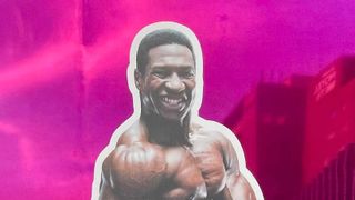 笑顔でポーズ！映画『ボディビルダー』等身大パネル＆チラシ