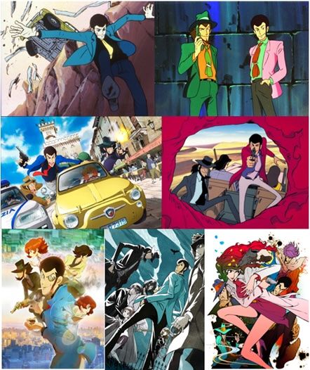画像上段左から「ルパン三世 PART1」「ルパン三世 PART2」 、中段左から「ルパン三世 PART4」「ルパン三世 PARTIII」
下段左から「ルパン三世 PART5」「ルパン三世 PART6」「LUPIN the Third ～峰不二子という女～」