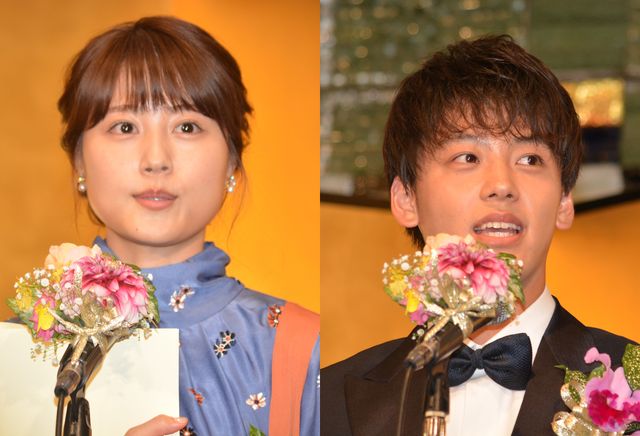 第26回橋田賞授賞式に登壇した有村架純＆竹内涼真