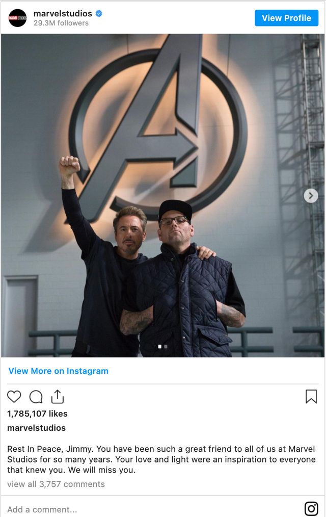ロバート・ダウニー・Jrさん（左）とアシスタントのジミー・リッチさん（右）- 画像はマーベル・スタジオ米公式Instagramのスクリーンショット