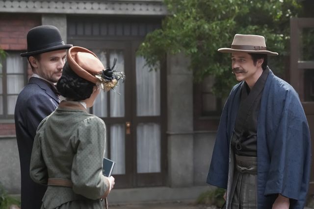 ヘブン（トミー・バストウ）とトキ（高石あかり）は誘われて…朝ドラ「ばけばけ」第105回の場面写真（4枚目）