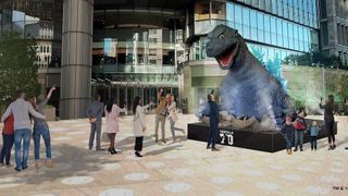 初代ゴジラ日比谷に上陸!高さ約3mハーフ立像がステップ広場に登場