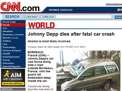 ジョニー・デップの死亡記事でネット騒然！偽のCNN記事が発信源
