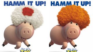 偶然にも…『トイ・ストーリー』のハムが日の丸のカツラで日本-オランダ戦の前哨戦?