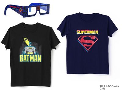 スーパーマン＆バットマンの“3D”Tシャツ登場！3D眼鏡でプリントが浮かぶ！