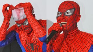 岡本夏生が「スパイダーマン」フェイスペインティングを生披露!会場は大喝采