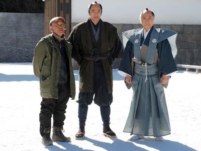 （左から）佐藤純彌監督、大沢たかお、北大路欣也