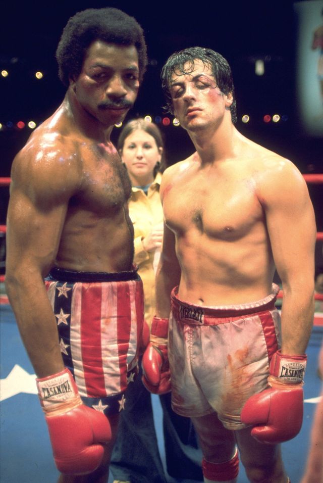 映画『ロッキー』（1976）よりカール・ウェザース演じるアポロとシルヴェスター・スタローン演じるロッキー