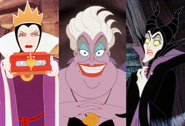 ディズニーアニメの悪役たち！ - 左から女王（魔女）、アースラ、マレフィセント