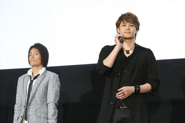 宮野真守、宮田幸季、津田健次郎「シャーク！」ポーズ！『劇場版 Free!-Timeless Medley- 約束』初日舞台あいさつ（7枚目）