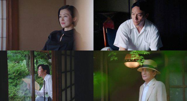 映画『椿の庭』より。左上から時計回りに鈴木京香、チャン・チェン、清水紘治、田辺誠一