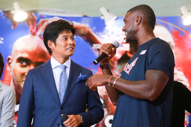 織田裕二、金メダリスト・ジャスティン・ガトリンと対面！フォトギャラリー（6枚目）
