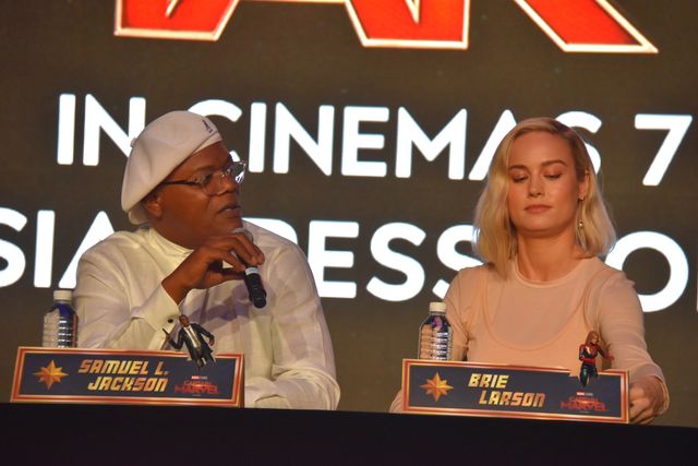 ブリー・ラーソン&サミュエル・L・ジャクソン仲良すぎ！『キャプテン・マーベル』記者会見（8枚目）