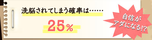 洗脳されてしまう確率は25% 自信がアダになる!?