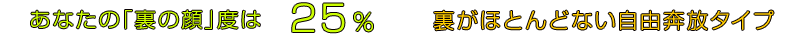 あなたの「裏の顔」度は25％ ｜裏がほとんどない自由奔放タイプ