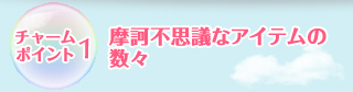 チャームポイント1:摩訶不思議なアイテムの数々