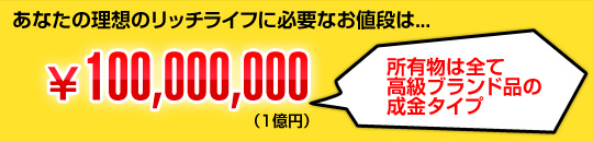 あなたの理想のリッチライフに必要なお値段は...￥100,000,000（1億円）